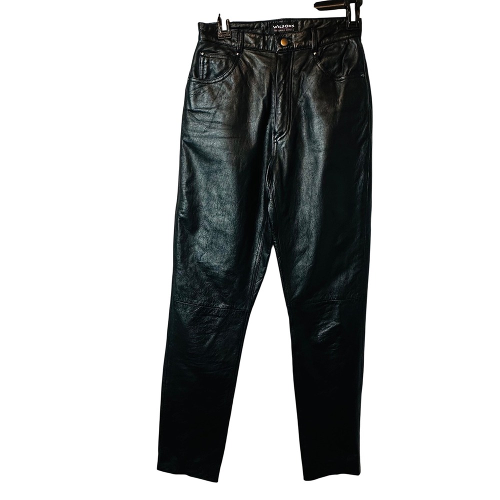 Wilsons‎ Leather Pants Women 6 Black Excellent High Rise Straight Leg